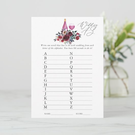 Burgund und Navy Brautparty Degustation Einladung (Stehend Vorderseite)