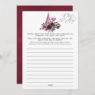 Burgund und Navy Brautparty Degustation Einladung