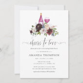 Burgund und Navy Brautparty Weinprobe Einladung (Vorderseite)