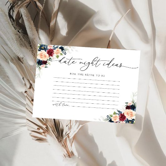 Burgund und Navy Date Night Idecard