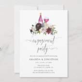 Burgund und Navy Engagement Party Weinprobe Einladung (Vorderseite)