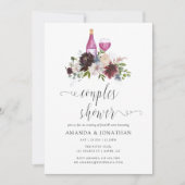 Burgund und Navy Paare Dusche Weinprobe Einladung (Vorderseite)