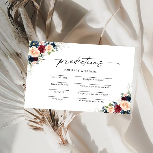 Burgund und Navy-Predictions-Karte Einladung