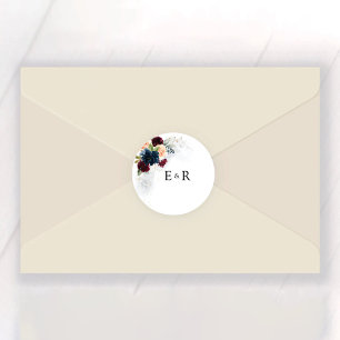 Burgund und Navy Wedding Classic Round Sticker