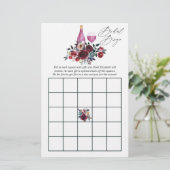 Burgund und Navy Weinprobe Brautparty Bingo (Stehend Vorderseite)