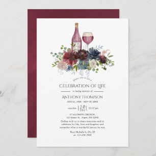 Burgund und Navy Weinprobe Einladung