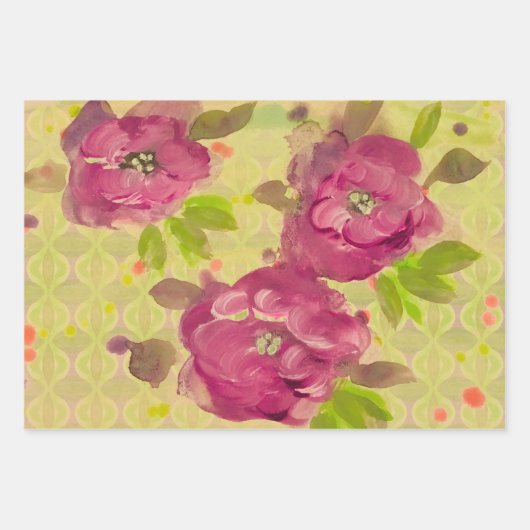 Burgund und Olivenöl mit Cremeumhüllungspapier Geschenkpapier Set (Vorderseite)