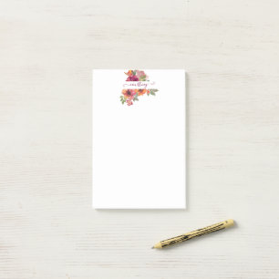 Burgund und orange Aquarell-Blumen personalisiert Post-it Klebezettel