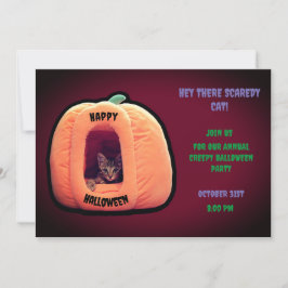 Burgund und Orange Pumpkin Spooky Kitten Einladung