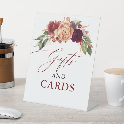 Burgund und Orange Rose Rustikale Hochzeit im Herb Sockelschild (In SItu)