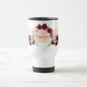 Burgund und Peach Floral Personalisiert Travel Mug Reisebecher (Mittel)
