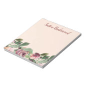 Burgund und Peach Floral Wasserfarbe Notizblock (Rotiert)