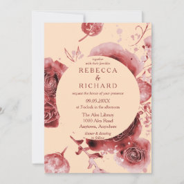 Burgund und Peach wunderbare Hochzeit Einladung