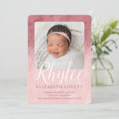 Burgund und Pink Ombre Wasserfarbe Geburt Ankündigung (Stehend Vorderseite)