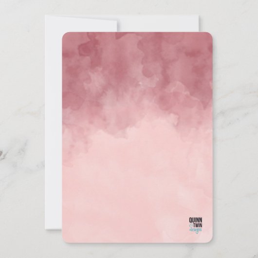 Burgund und Pink Ombre Wasserfarbe Geburt Ankündigung (Rückseite)