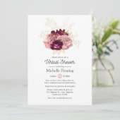 Burgund und Pink Virtual Baby oder Brautparty Einladung (Stehend Vorderseite)