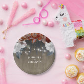 Burgund und Plum Floral rustikale Holz String Ligh Pappteller (Party)