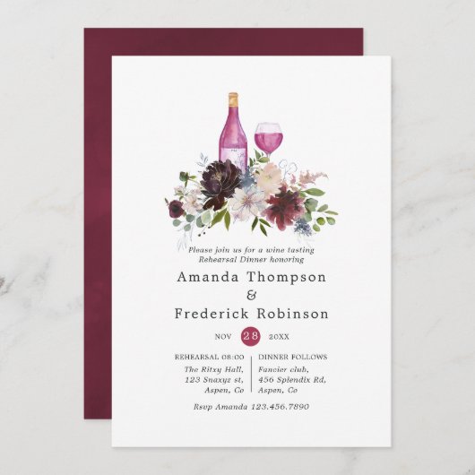 Burgund und Probe Pinacoteca Einladung (Vorne/Hinten)