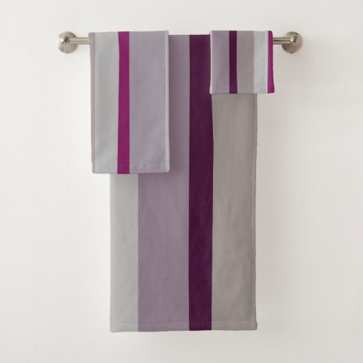 Burgund und rosa Abstrakte Streifen Badhandtuch Set (Insitu)
