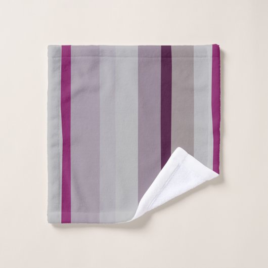 Burgund und rosa Abstrakte Streifen Badhandtuch Set (Waschlappen)