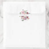 Burgund und rosa Aquarellblumen personalisiert Runder Aufkleber (Tasche)