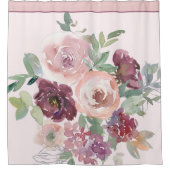Burgund und rosa Aquarellblüte Duschvorhang (Vorderseite)