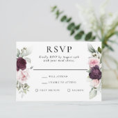 Burgund und Rosa Blumen Elegantes UAWG RSVP Karte (Stehend Vorderseite)
