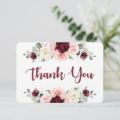 Burgund und rosa Blumenkarte Dankeskarte (Stehend Vorderseite)
