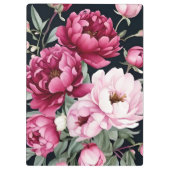 Burgund und rosa Blüte auf schwarz Klemmbrett (Rückseite)