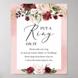 Burgund und rosa Blüte schrieb einen Ring Poster