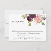 Burgund und Rosa Blütenbraun UAWG mit Entreen RSVP Karte (Vorderseite)