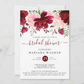 Burgund und Rosa Brautparty Einladung (Vorderseite)