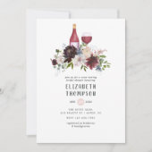 Burgund und Rosa Brautparty zur Weinprobe Einladung (Vorderseite)