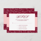 Burgund und Rosa Damaskus wirbeln RSVP Hochzeit (Vorne/Hinten)