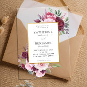 Burgund und Rosa Elegante Blumenhochzeit Acryleinladungen