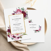 Burgund und Rosa Elegante Blumenhochzeit Einladung