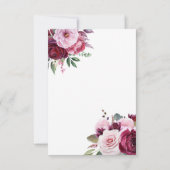 Burgund und Rosa Elegante Blumenhochzeit RSVP Karte (Rückseite)