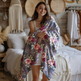 Burgund und Rosa Fall Rose Dream Fleecedecke