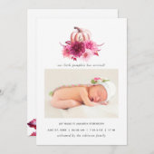 Burgund und rosa Herbst Geburtsankündigung Ankündigung (Vorne/Hinten)