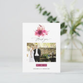 Burgund und Rosa Herbst Hochzeit im Herbst Danke Postkarte (Stehend Vorderseite)