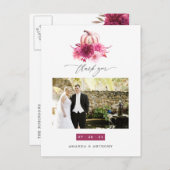 Burgund und Rosa Herbst Hochzeit im Herbst Danke Postkarte (Vorne/Hinten)