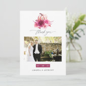 Burgund und Rosa Herbst Hochzeit im Herbst Foto Dankeskarte (Stehend Vorderseite)