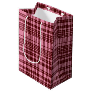 Burgund und Rosa Karo-Tartan-Design Mittlere Geschenktüte