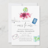 Burgund und Rosa Miss an Brautparty Einladung (Vorderseite)