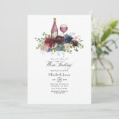 Burgund und Rosa Rosa Weinprobe Einladung (Stehend Vorderseite)