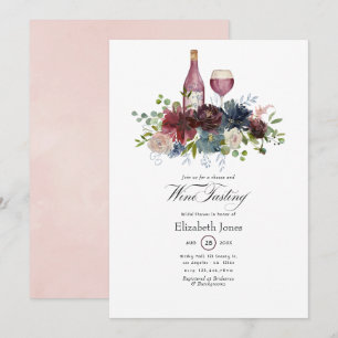 Burgund und Rosa Rosa Weinprobe Einladung