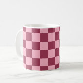 Burgund- und Rosa-Schachbrettmuster Kaffeetasse (Vorderseite Links)