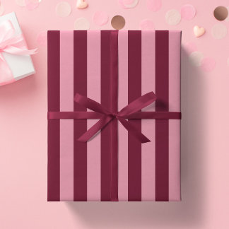 Burgund und rosa Streifenmuster kräftiges Kirschro Geschenkpapier