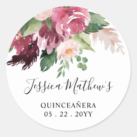 Burgund und Rosa Umschlag Aufkleber (Vorderseite)