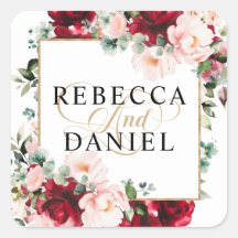 Burgund und Rosa Watercolor Blumen Hochzeit